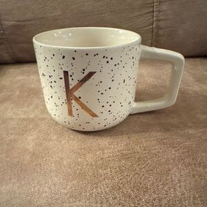 Thyme And Table Monogram Collection Ceramic Mug Letter "K” 13.5 oz Unique